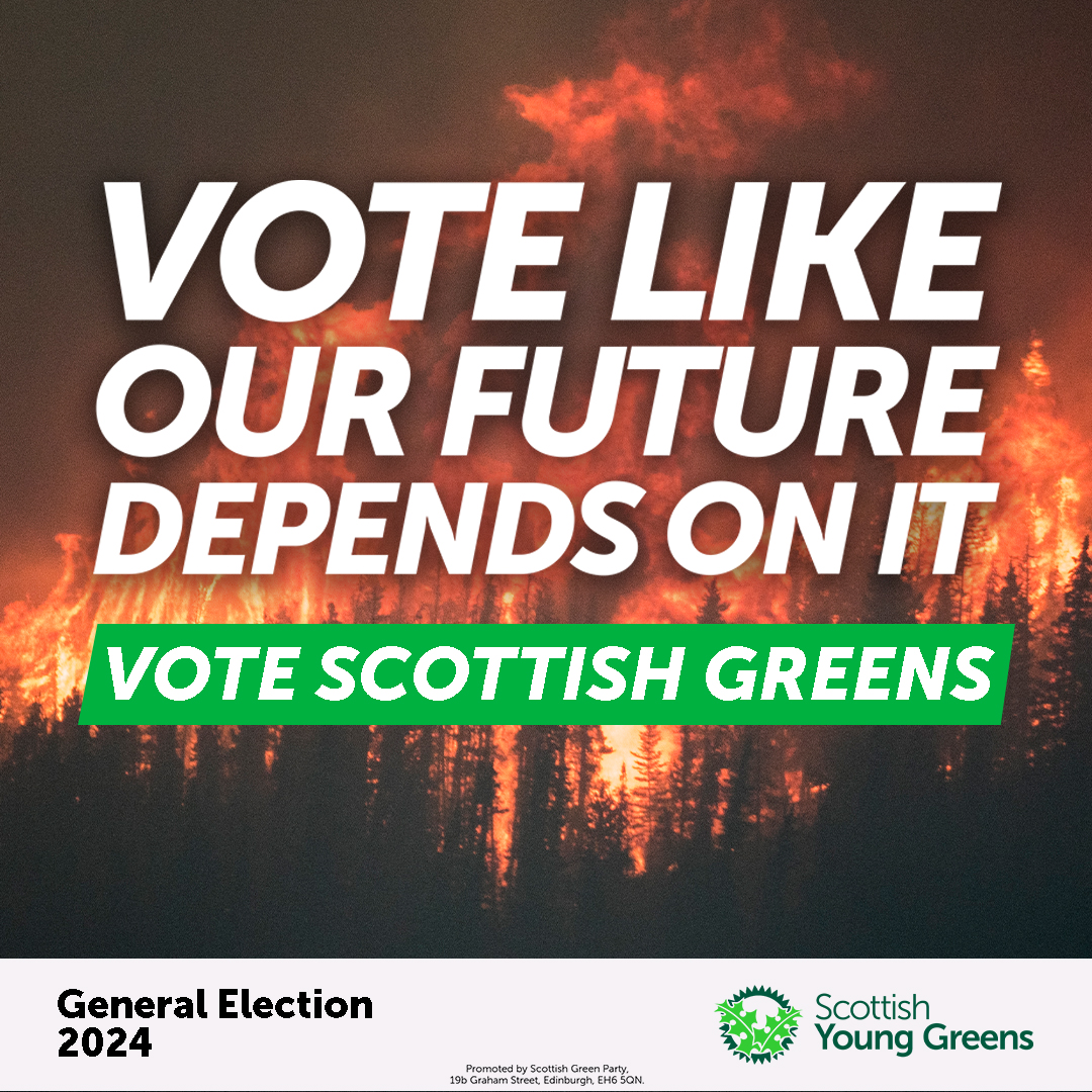 Our planet is burning, we need to act NOW.🔥🌍 We can't let the SNP, Tories, and Labour continue to sell our planet's future to the fossil fuel giants. On July 4th, vote like our future depends on it. #VoteScottishGreens