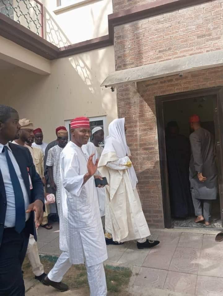 Governor of Kano, Abba Kabir Yusuf, together with the 16th Emir of Kano, Muhammadu Sanusi II, at the Emirate Private residence.