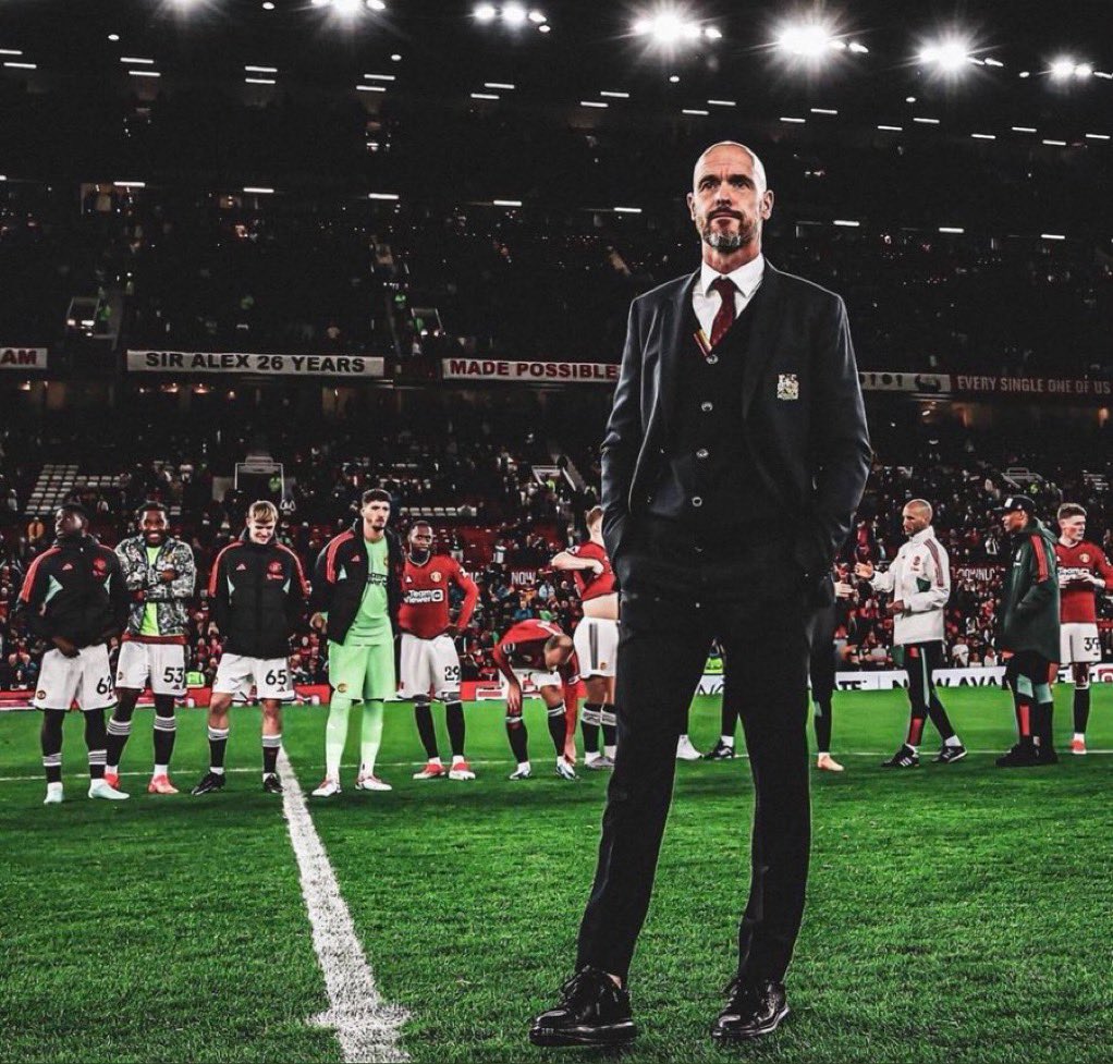 Realisiah1's tweet photo. Erik Ten Hag - reached 50 wins before Pep and Klopp. Won Manchester United their first trophy in 6 years. 

Made it to 3 finals. Including a final with over 60+ injuries. The media tried to stir things up 2 days before the final. 

Doubt him. 
Magic 🪄 🔴 🇳🇱 https://t.co/5lVi3vj6Hx