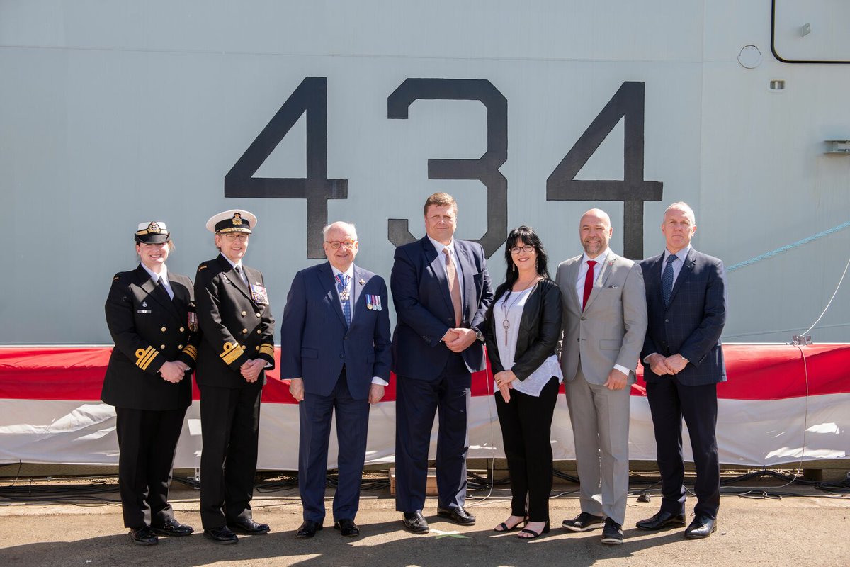 Today at Halifax Shipyard, shipbuilders, members of the @RoyalCanNavy, local Members of Parliament, as well as descendants of Frédérick Rolette marked a shipbuilding milestone with the official naming of the future HMCS Frédérick Rolette. Learn more: bit.ly/4axPIOR