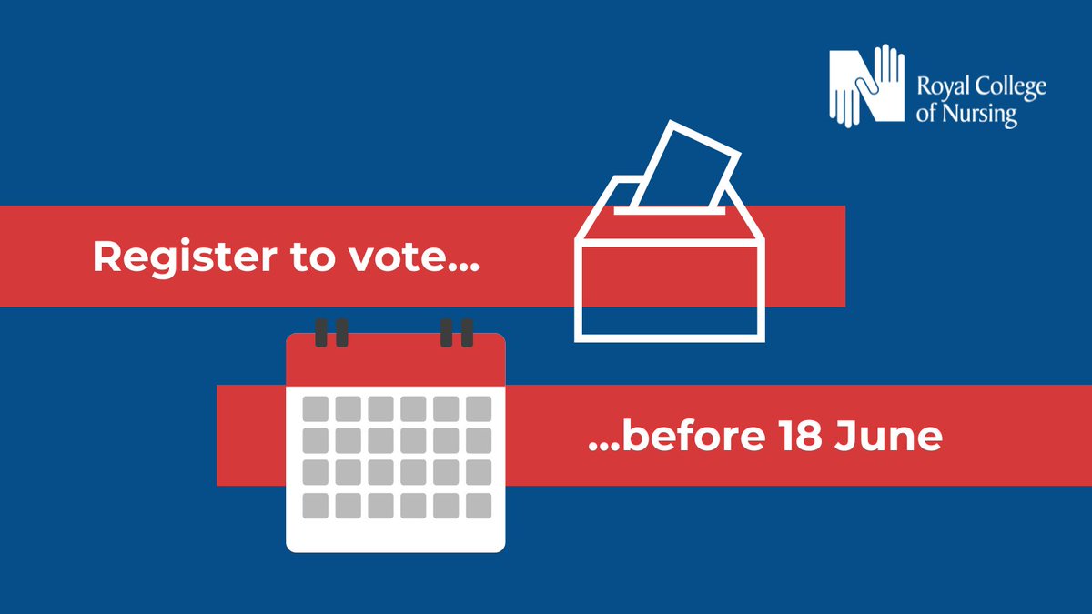 Nursing is in a critical state. There’s never been a more important time to have your say on its future. This general election, stay active, stay engaged. 🚨 Don’t lose your vote, register to vote before 18 June. bit.ly/3R0g9FV