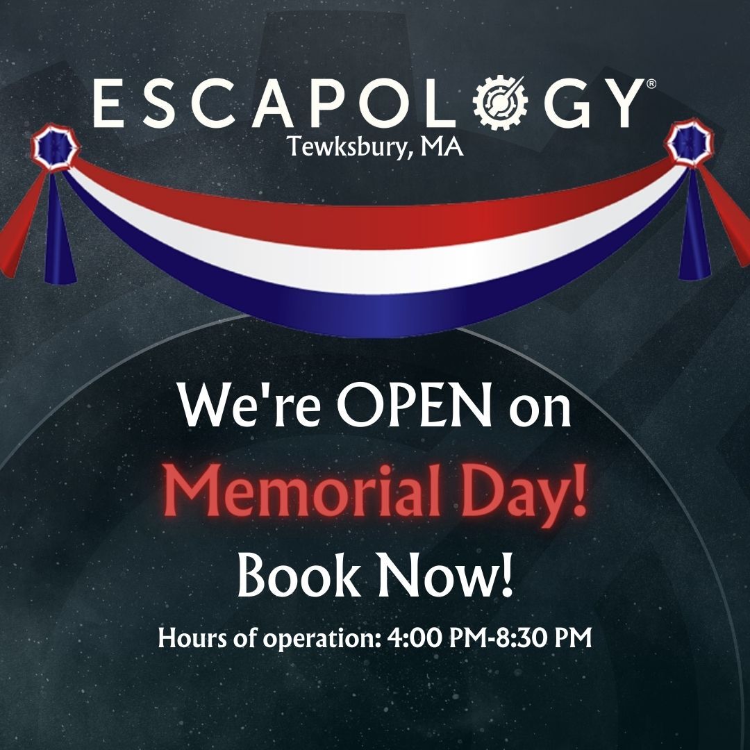 Enjoying the long weekend? We're open all weekend long AND on Memorial Day! Book now before it's too late!

#escapology #escaperoom #escapologytbury #memorialday