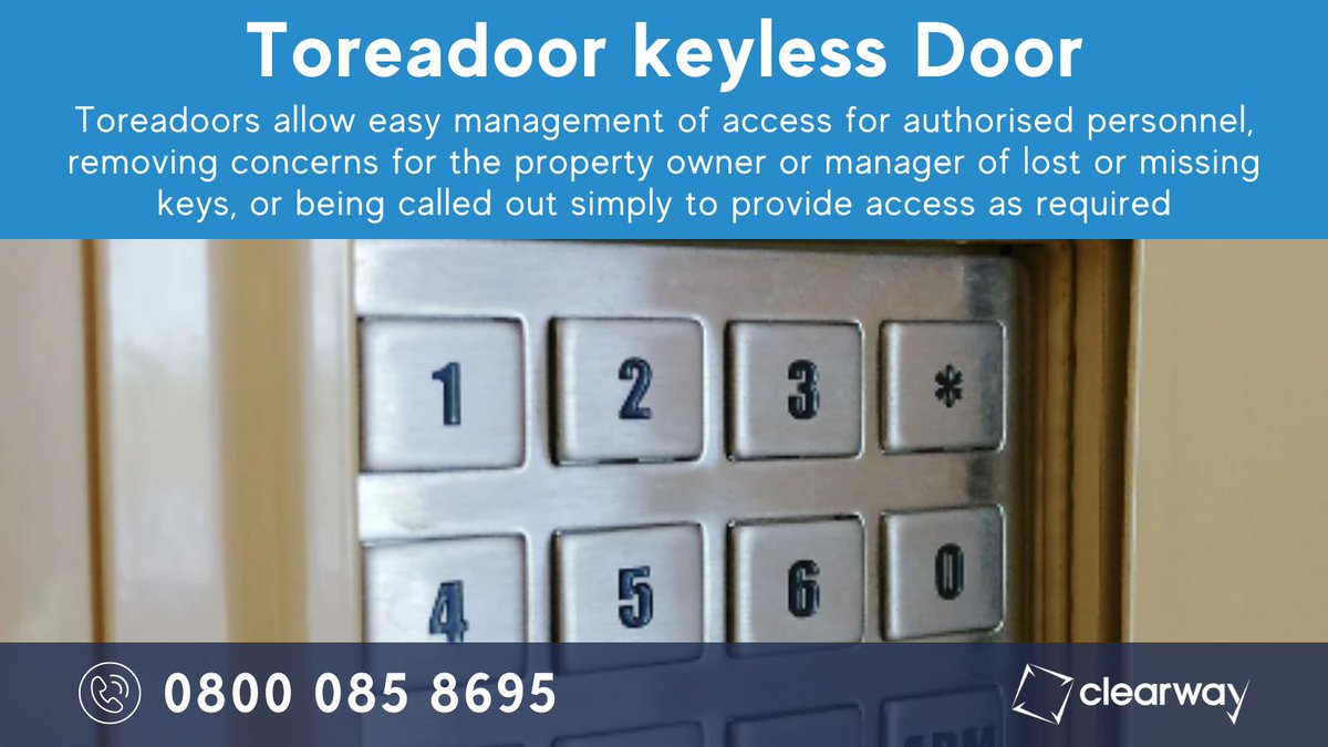 Toreadoors allow easy management of access for authorised personnel, removing concerns for the property owner or manager of lost or missing keys, or being called out simply to provide access as required. A key-operated version is also available. ow.ly/6TAi50RR8o3 #security