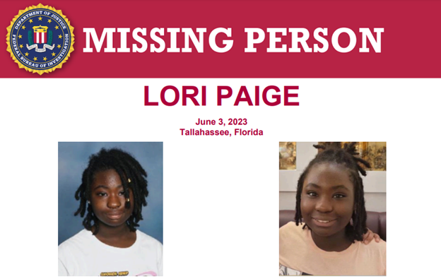 The #FBI is offering a reward of up to $15,000 for information leading to the recovery of Lori Paige, missing since June 3, 2023, from the 1200 block of Continental Court in Tallahassee, FL: fbi.gov/wanted/kidnap/…