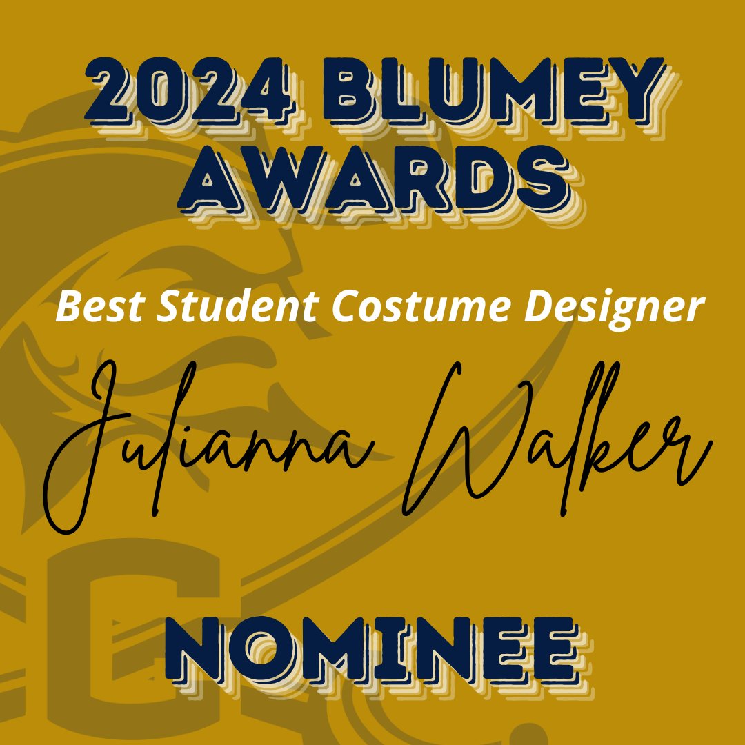 Best of luck at the 2024 Blumey Awards! Special recognition to Julianna Walker for being nominated for Best Student Costume Designer Award.  Go Cuthbertson Theatre!  @aghoulihan @ucpsnc