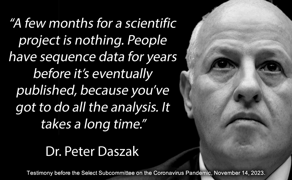 Whenever you get into an argument where zoonatics claim there are no hidden or unpublished sequences, let them argue with Peter Daszak.