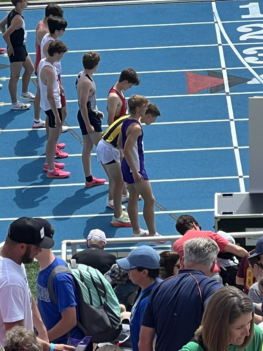 On Championship day we wear the stripes! First race of the day for us. Sophomore Brayden Kloeppel - 3200 - 9:27.63. 
Great job, Brayden!