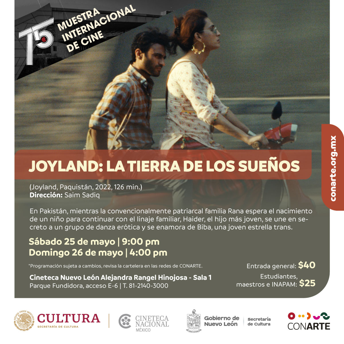 conartenl's tweet photo. ¿Aún no tienes plan para este fin de semana?
Ven a la #CintecaNL y disfruta de la 75° Muestra Internacional de Cine de la Cineteca Nacional🎥🍿
No olvides consultar la cartelera 🔗https://t.co/vjvCaOYMom https://t.co/zpb2nz7cUF