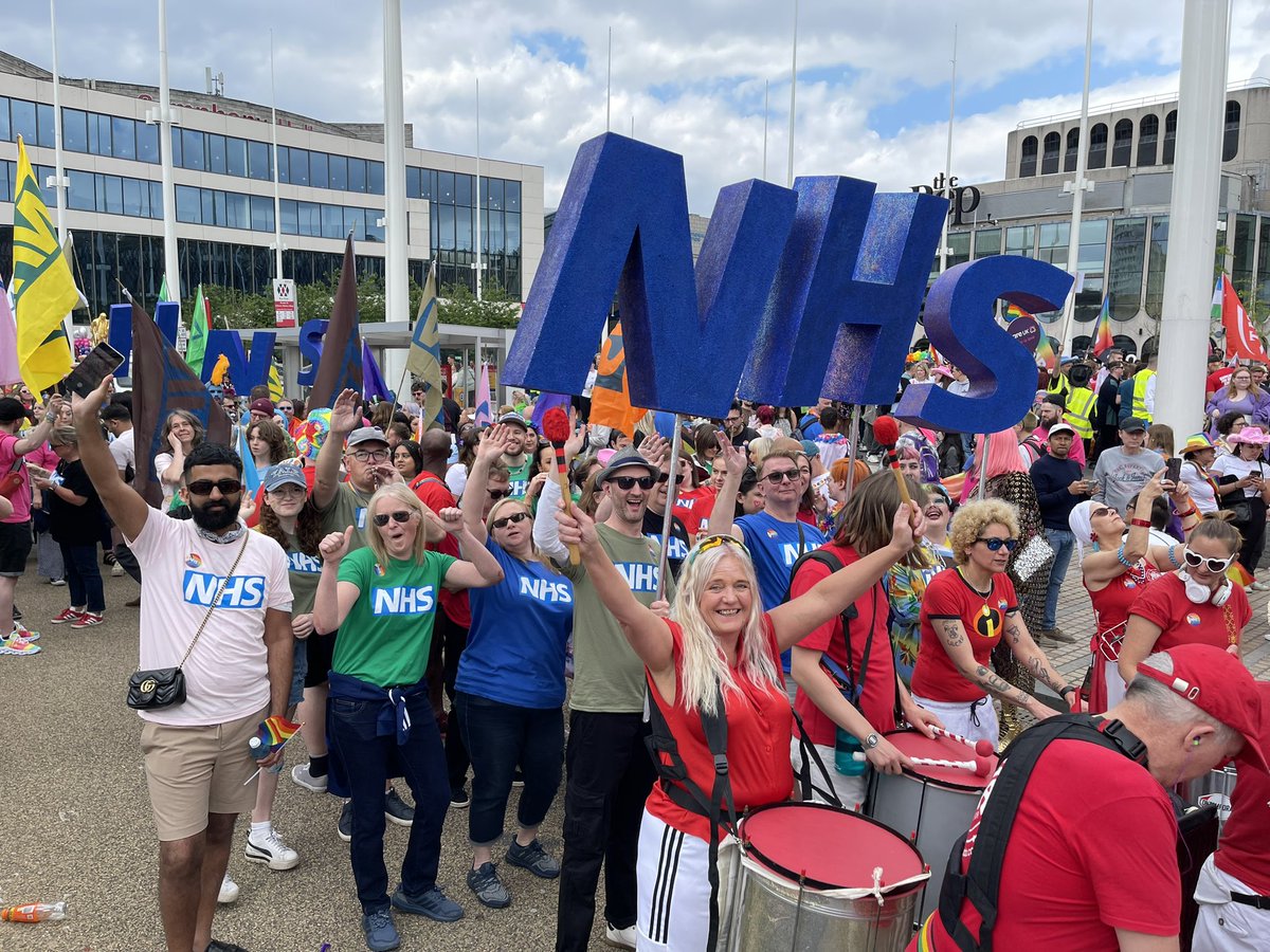 We are at Birmingham Pride today with NHS trusts from across the region. If you are watching the parade - please give us a wave and a cheer. You can’t miss us - we have glittery NHS letters, rainbow flags and t shirts! #birminghampride2024