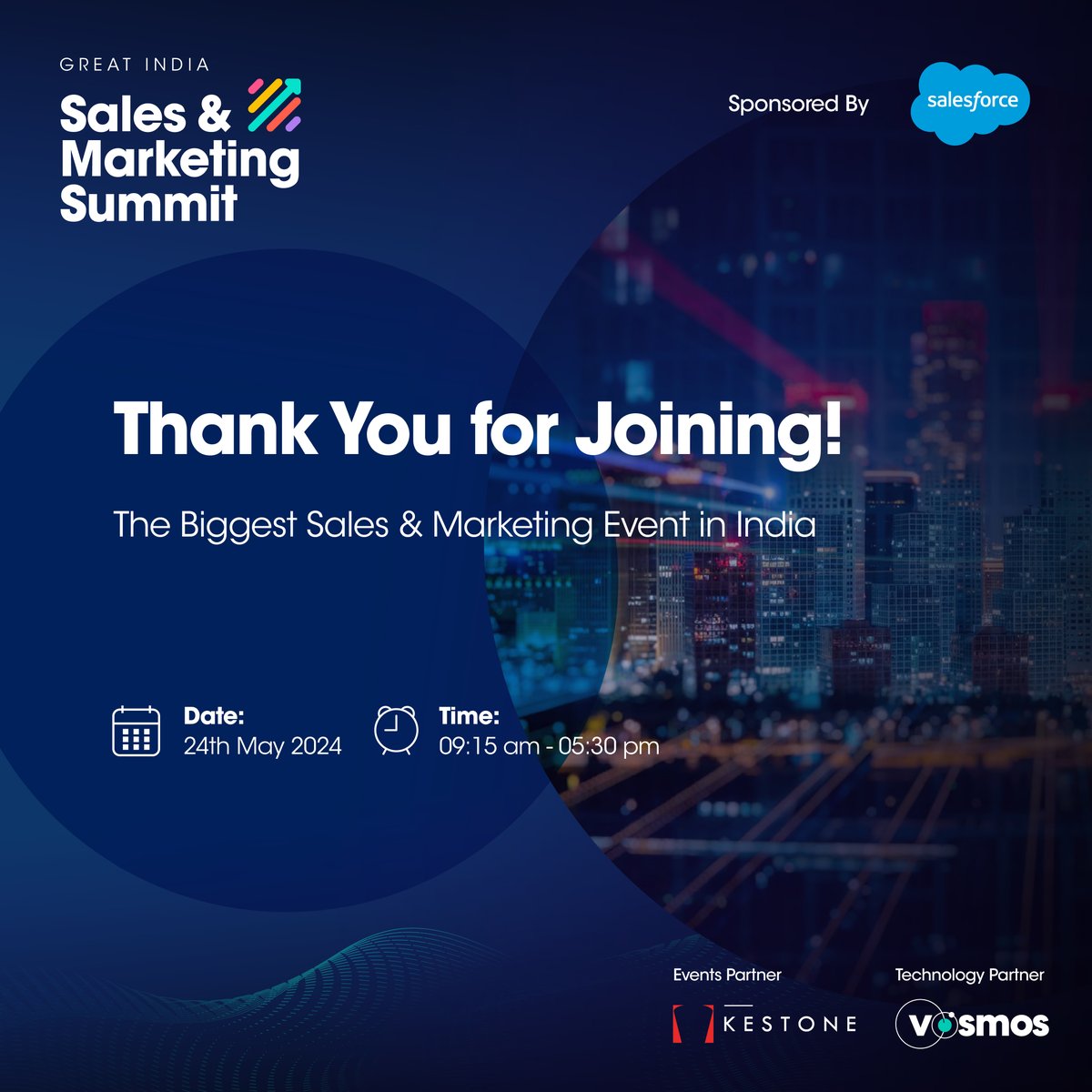 Thank you to all the incredible attendees who joined us at the Great India Sales & Marketing Summit 2024, the biggest sales and marketing event in India! Visit greatindiasummit.com for more! #Salesforce #GISMS2024 #ThankYou #SalesAndMarketing #Networking #IndustryLeaders