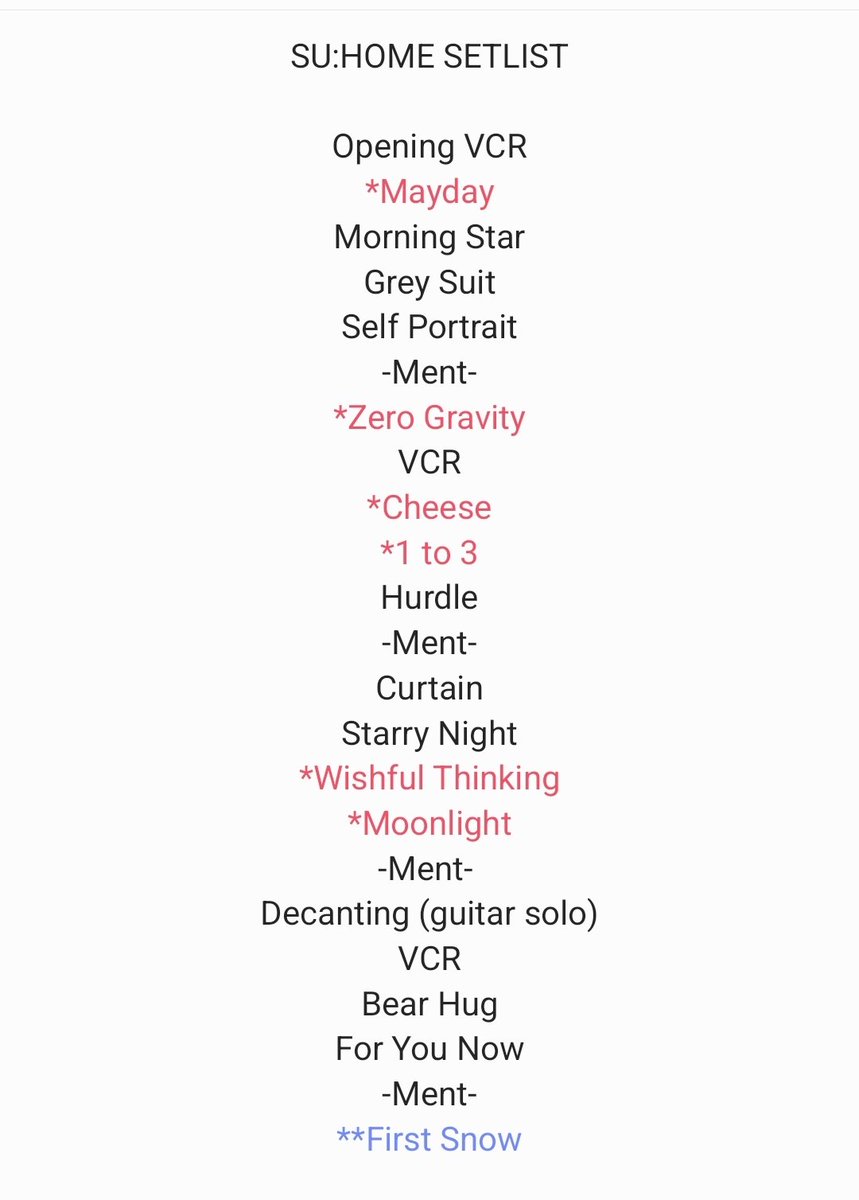 lightbaek614's tweet photo. ✨️Su:Home in Seoul Setlist ✨️
Suho sang 24 songs 🥹
🎧: https://t.co/FDVRxMTvgq https://t.co/k6OIvPty2Z