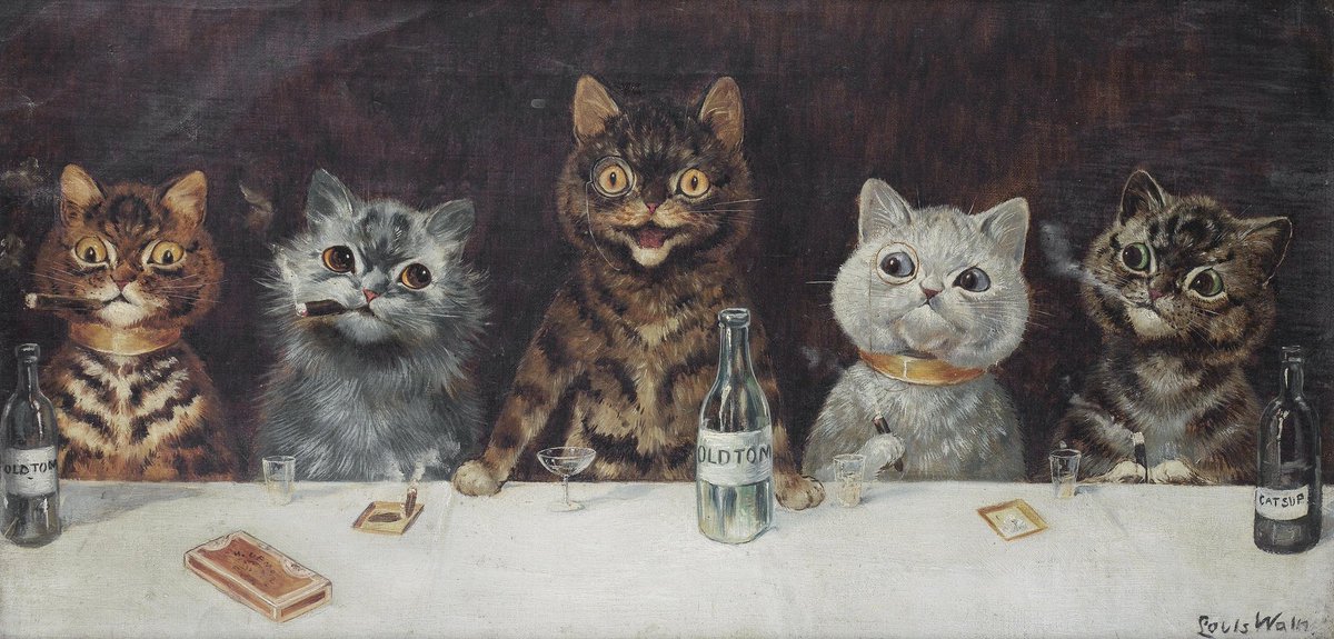 The Bachelor Party, 1939, by Louis Wain