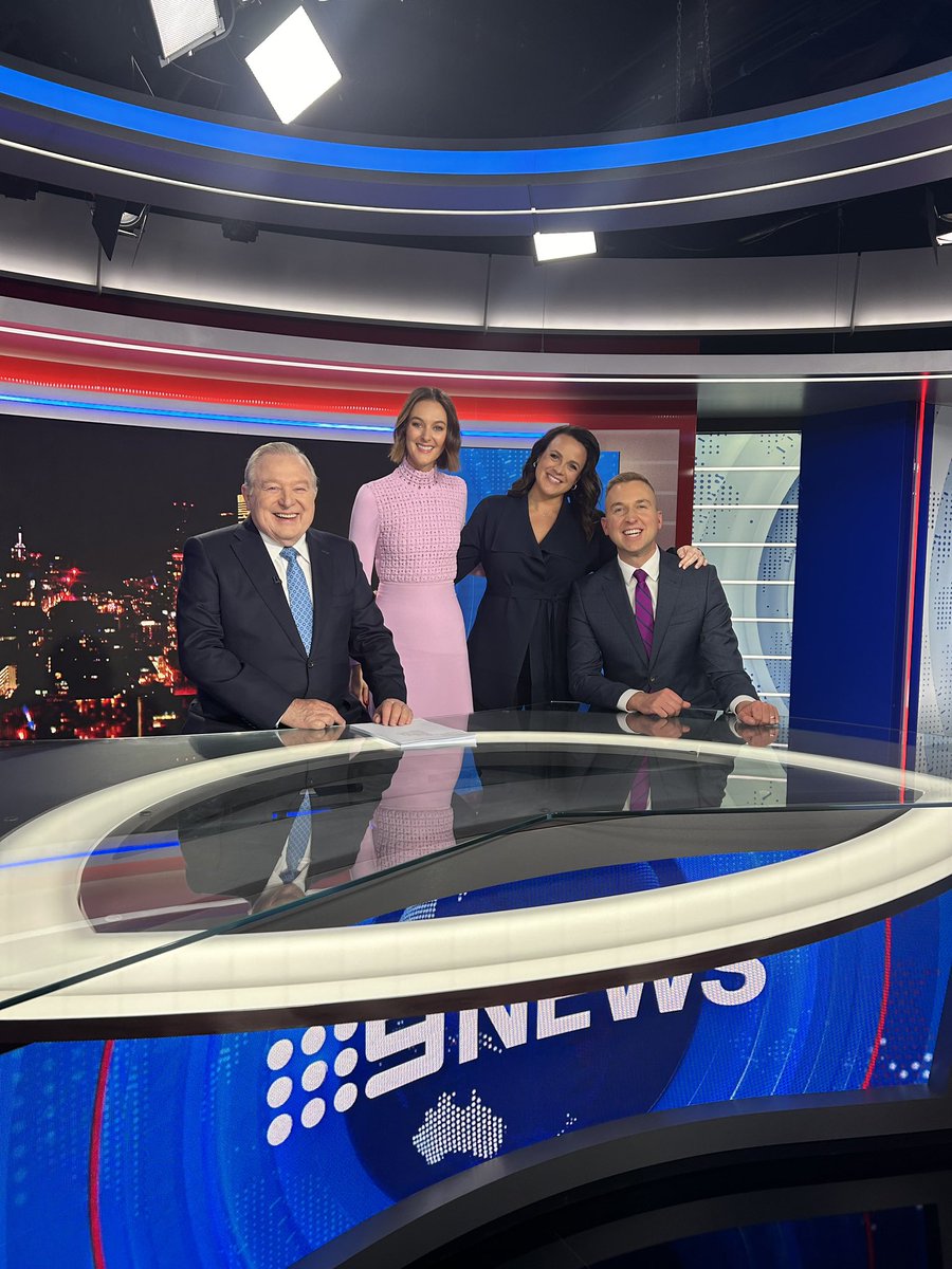 phitchener9's tweet photo. All together now! The on-air team from tonight’s bulletins @9NewsMelb - @maddieslattery @Eliza_Rugg9 @NathanJCurrie on @Channel9 and @9Now #saturdaynight #weekendteam #weekendwarriors https://t.co/dihOBI45R8