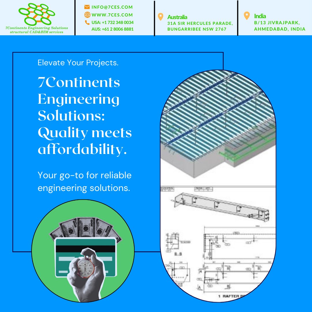 7continentseng's tweet photo. Elevate your projects affordably with 7Continents Engineering Solutions! Expert steel detailing services, innovative technologies, collaborative approach, and quality assurance. Competitive rates at 15−25/hour. Contact us now! #SteelDetailing #EngineeringSolutions #shopdrawings https://t.co/5f4gQnqNHw