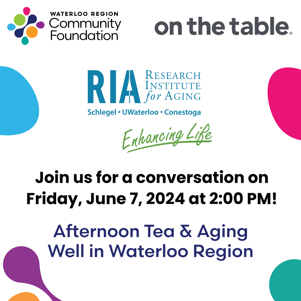 Schlegel-UW Research Institute for Aging (@aging_institute) on Twitter photo What does aging well mean to you? Join the RIA for afternoon tea and a lively chat on "Aging Well in Waterloo Region" during <a href="/WRCommFdn/">Waterloo Region Community Foundation</a> (Waterloo Region Community Foundation) On the Table weekend!
the-ria.ca/events/on-the-… What does aging well mean to you? Join the RIA for afternoon tea and a lively chat on "Aging Well in Waterloo Region" during <a href="/WRCommFdn/">Waterloo Region Community Foundation</a> (Waterloo Region Community Foundation) On the Table weekend!
the-ria.ca/events/on-the-…