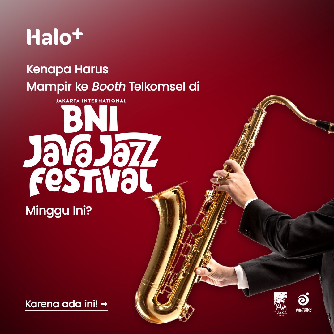 TelkomselHalo's tweet image. Jangan lupa kunjungi booth Telkomsel di Jakarta International BNI Java Jazz Festival 24-26 Mei 2024!

Ada photobooth, karaoke, &amp;amp; banyak promo produk Halo, Telkomsel PraBayar, Telkomsel Orbit, IndiHome + tukar Telkomsel Poin🎤🎷

See you!
#GetYourHaloPlus #BNIJJF2024 #javajazzfest