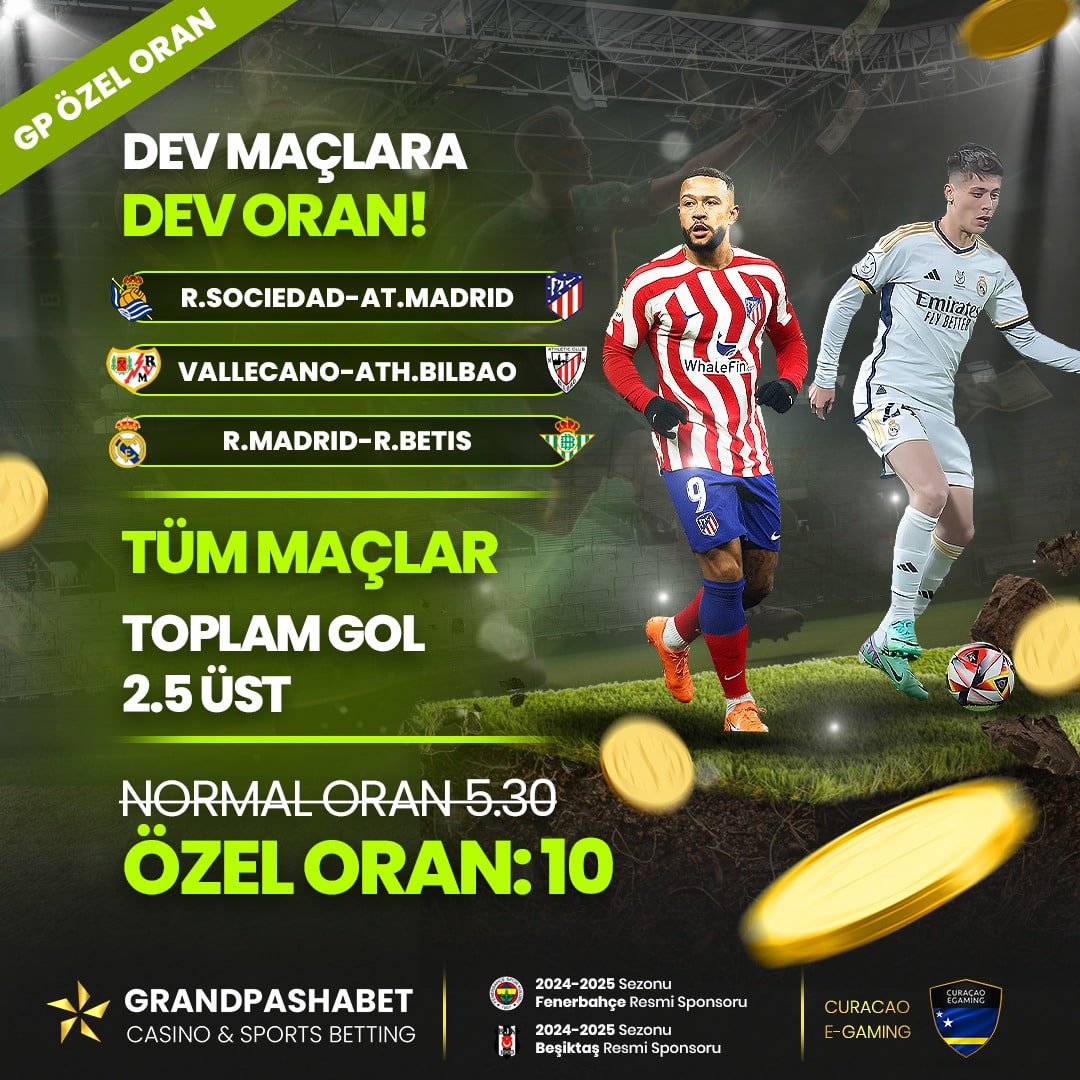 Real Sociedad-Atletico Madrid 🆚 Rayo Vallecano-Athletic Bilbao 🆚 Real Madrid-Real Betis  Dev Maç Keyfini GrandPashabet'te yaşa!

🏆Tüm maçlar toplam gol 2,5 üst, Dev Oran ile Tam 10 oran!

💸 Özel orana ulaşmak için spor bahisleri arama sayfasına #10352
yazmanız yeterlidir.