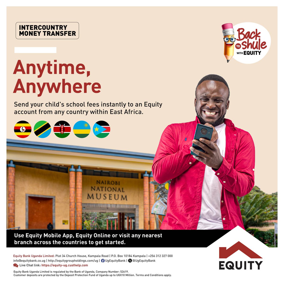 With our intercountry money transfer services, you can now send that much needed back to school money from across the East African region instantly via our online banking channels. #BackToShuleWithEquity