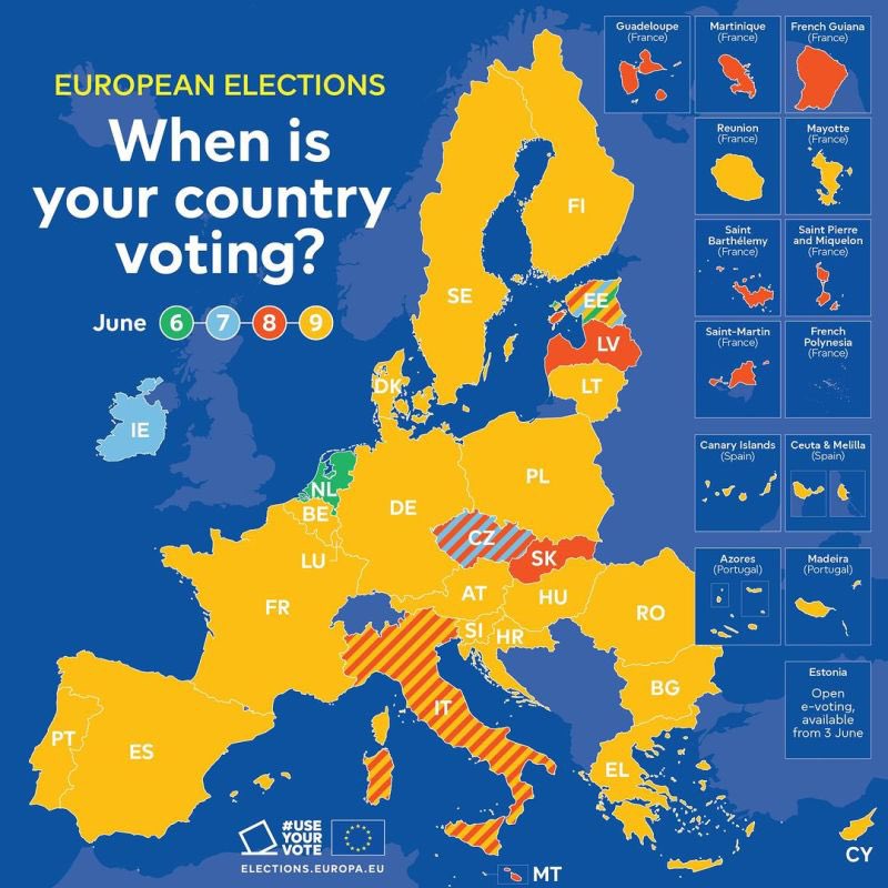 Less than 2 weeks left! When is your turn to vote in the #EUelections2024? Answer on this map ↓ #UseYourVote