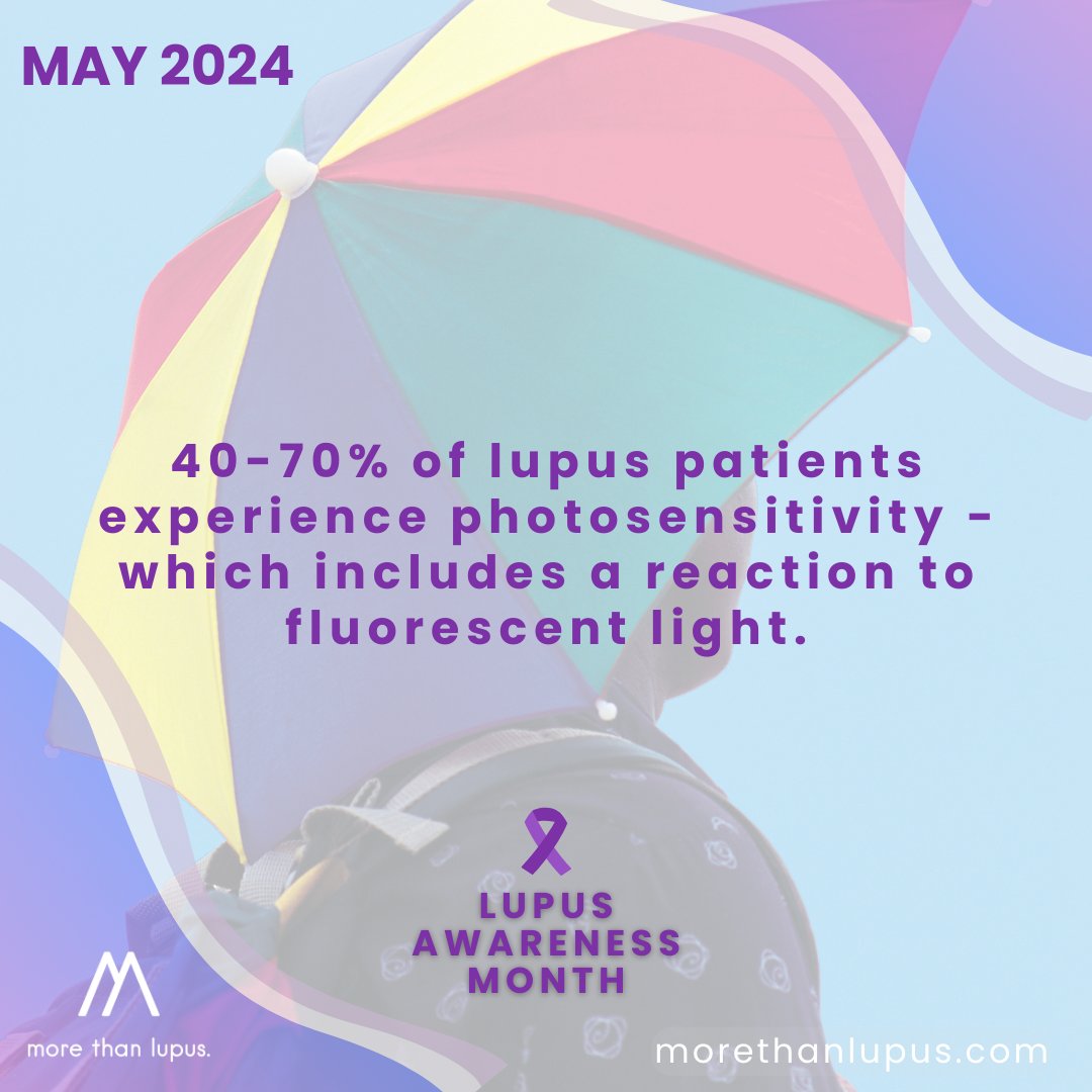 #DYK That 40-70% of #lupus patients experience photosensitivity with varying UV thresholds. Some patients struggle with any sun exposure, while others feel it is more during different times of day or accumulative. Even fluorescent lights can cause issues! #LAM24 #SLE