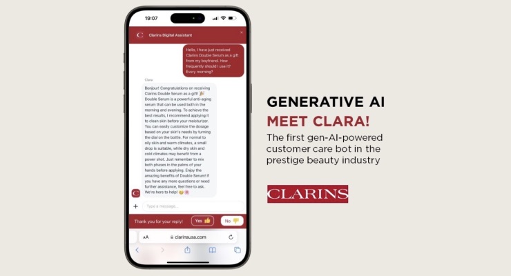 Clarins has launched a new AI-powered customer care bot for the prestige beauty industry. Clara is equipped with natural language interactions to help customers more easily. ➡️hubs.li/Q02xZT8w0 #beautypackaging #beautyindustry #clarins