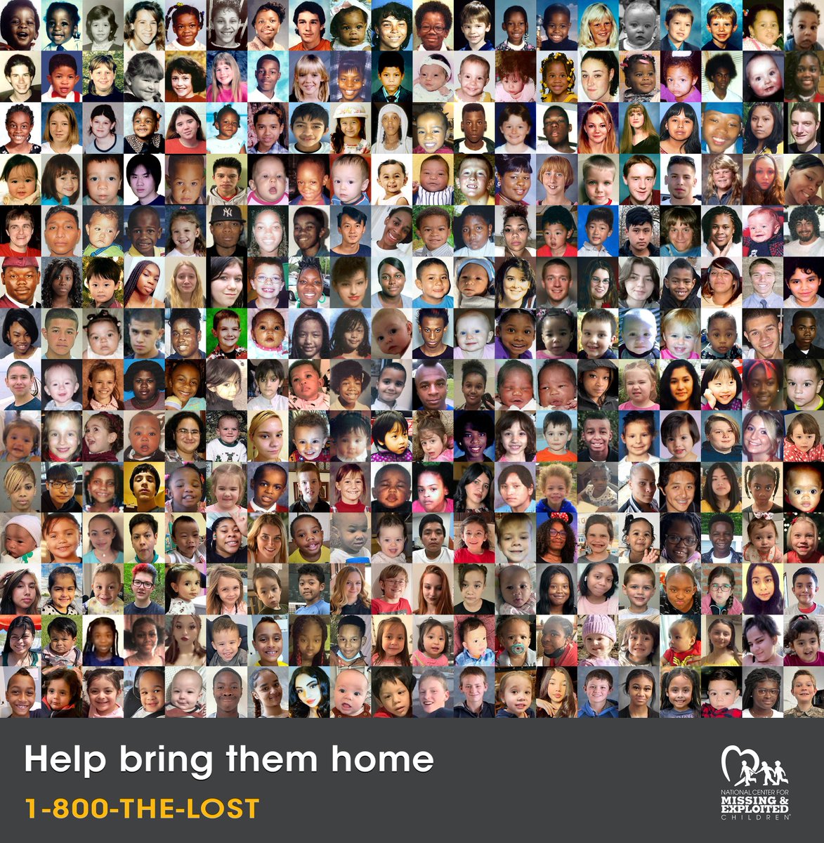Today is #NationalMissingChildrensDay This day raises awareness for missing children. Since 1984, NCMEC has led efforts to protect children, providing vital resources for their safety. Every face in this photo collage is an active missing child case. You can help bring them