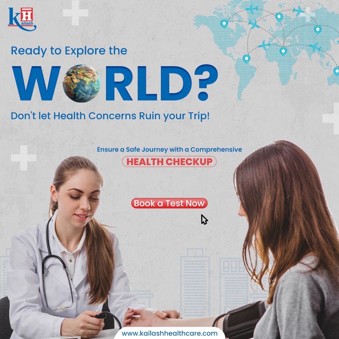 Planning vacation abroad? Don't let health problems ruin your tri[p. Get a Health Checkup done today! Book a health checkup with Kailash Hospital: kailashhealthcare.com/Healthpackages… Call: 0120- 24 66 725/ 22 22 222 #healthcheckup #healthpackages