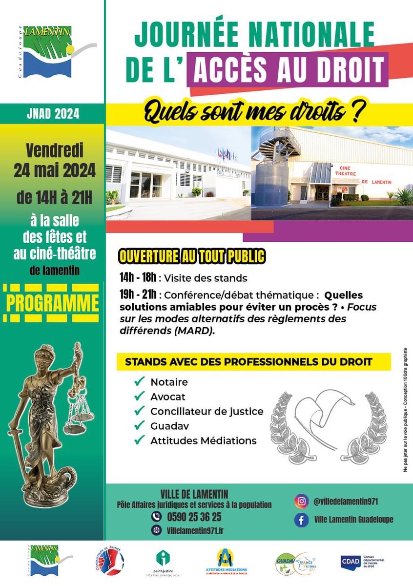 Le parcours citoyen de nos élèves est important. Nos élèves de la classe de 2CDBTP  ont fièrement participé à la manifestation organisée par la ville de Lamentin à l'occasion de la Journée nationale de l’accès au droit. Merci à la ville du Lamentin🙏