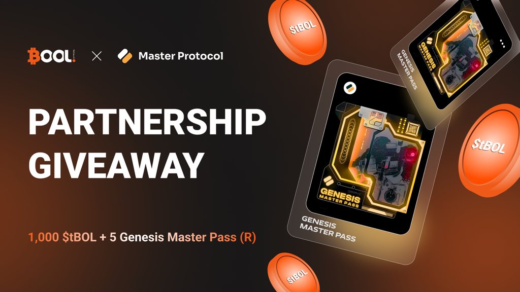 DeepSafe_AI's tweet photo. 🎉 Partnership Giveaway with @MasterProtocol_ 🎉

We’re thrilled to announce our partnership with Master Protocol! To celebrate, we’re hosting a massive #giveaway event!🥳 @TaskOnCampaigns 

💸Check the event here: https://t.co/2iTpQeCauB

🎁 Prizes: 5 Genesis Master Passes (R-level) & 1000 $TBOL

🏆 Total winners: 5 participants. Each winner gets 1 Genesis Master Pass + 200 $TBOL tokens

🕹️Event period: 05.25 ~ 06.01

#Airdrop #Giveaway  #MasterProtocol #BoolNetwork
