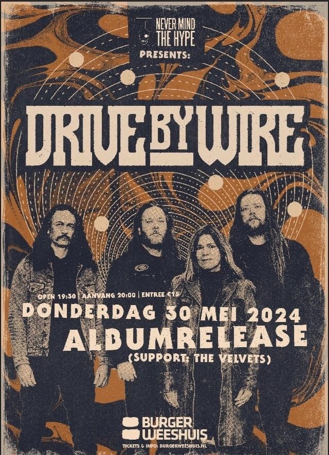 NMTHYPE's tweet image. Zin in deze! Donderdag 30 mei dikke desertfuif met #DriveByWire en #TheVelvets in @Burgerweeshuis! En daar kun je bij zijn: geef via onze Facebook-post, aan dat je aanwezig bent, en we verloten 2x2 tickets onder de reacties deze dinsdag: facebook.com/NMTHype