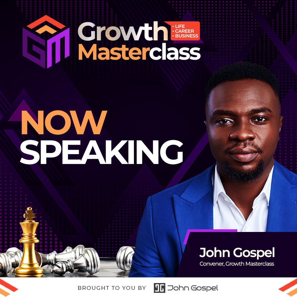 Straight from the heart, and live from Growth Masterclass @_JohnGospel , the host and a renowned personal growth strategist, is up on stage!

𝐇𝐞 𝐢𝐬 𝐬𝐩𝐞𝐚𝐤𝐢𝐧𝐠 𝐨𝐧;
🎙️𝐏𝐞𝐫𝐬𝐨𝐧𝐚𝐥 𝐠𝐫𝐨𝐰𝐭𝐡

#GrowthMasterclass #GrowthMasterclassuyo #JG
#JohnGospel #GMHybrid