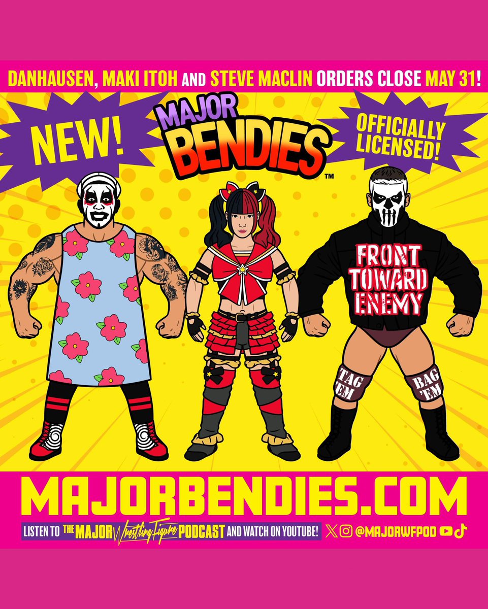 Here’s the packaging art for each of our #MajorBendies currently on MajorBendies.com! For those who already ordered, or are still planning to buy, who are you getting? One? All three? Don’t miss the pre-order window which closes end of May! #ScratchThatFigureItch