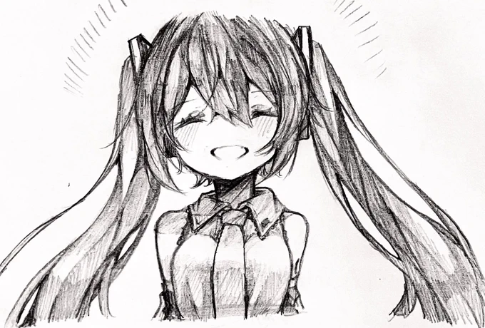 見返して可愛かった過去絵ミク2枚目まじで可愛かった 