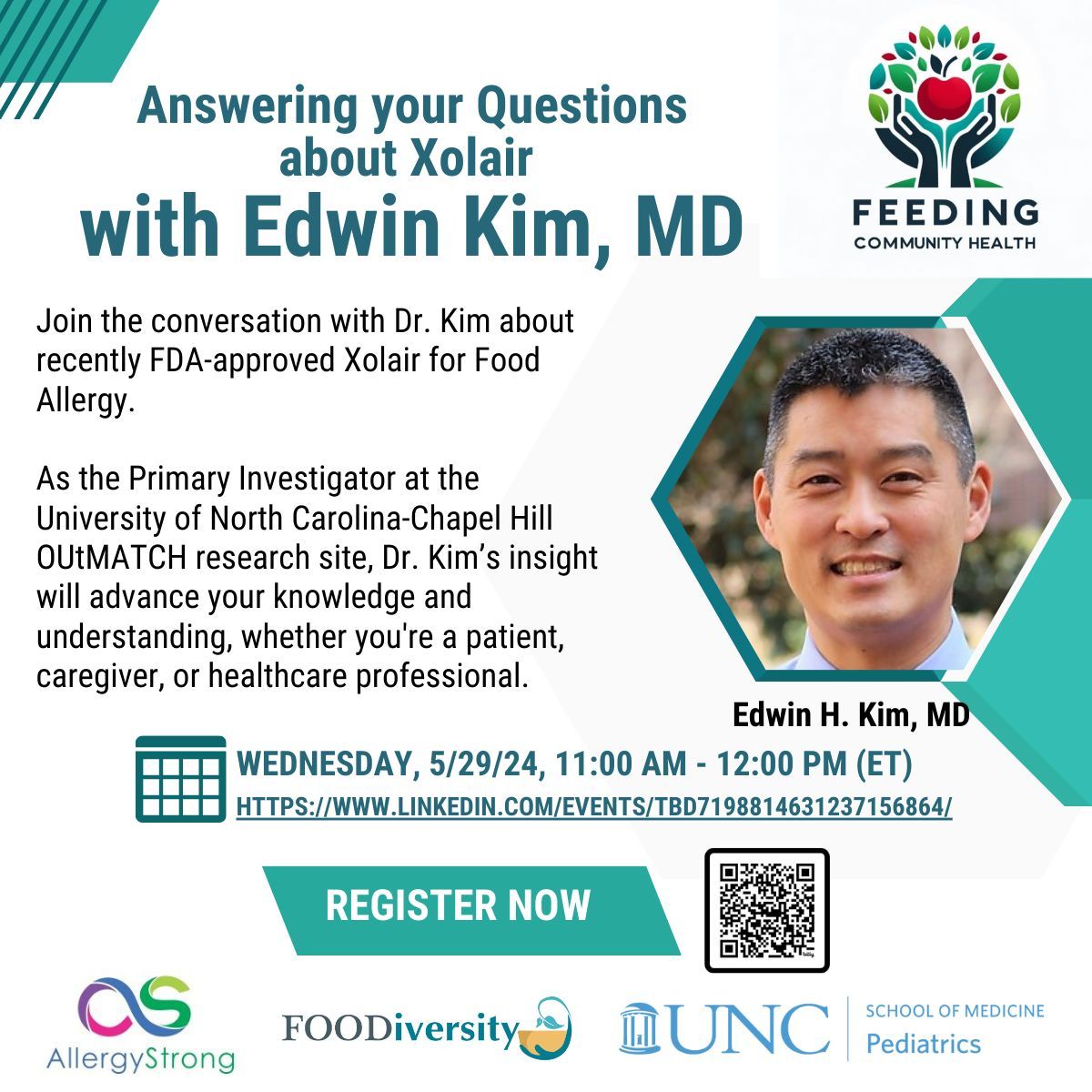 Join us this upcoming week to discuss Xolair - a new treatment for food allergies. We welcome people with food allergies, caregivers, and healthcare providers to learn the ins and outs of Xolair and hear answers to your questions. Registration is free! @FeedingCommunityHealth
