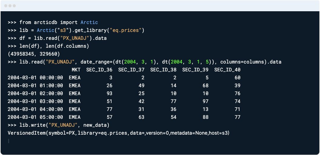 How to store billions of market prices in seconds?

ArcticDB.

• DataFrame database
• Proven at petabyte-scale
• Used by Man Group and Bloomberg

And it's free on GitHub: