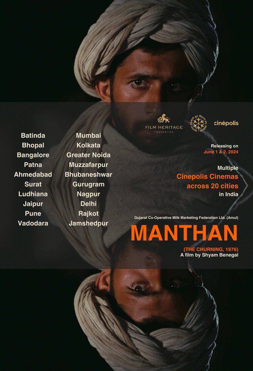 “Manthan”releases on June 1st and 2nd in 50 cities all over India here is the list of cities…