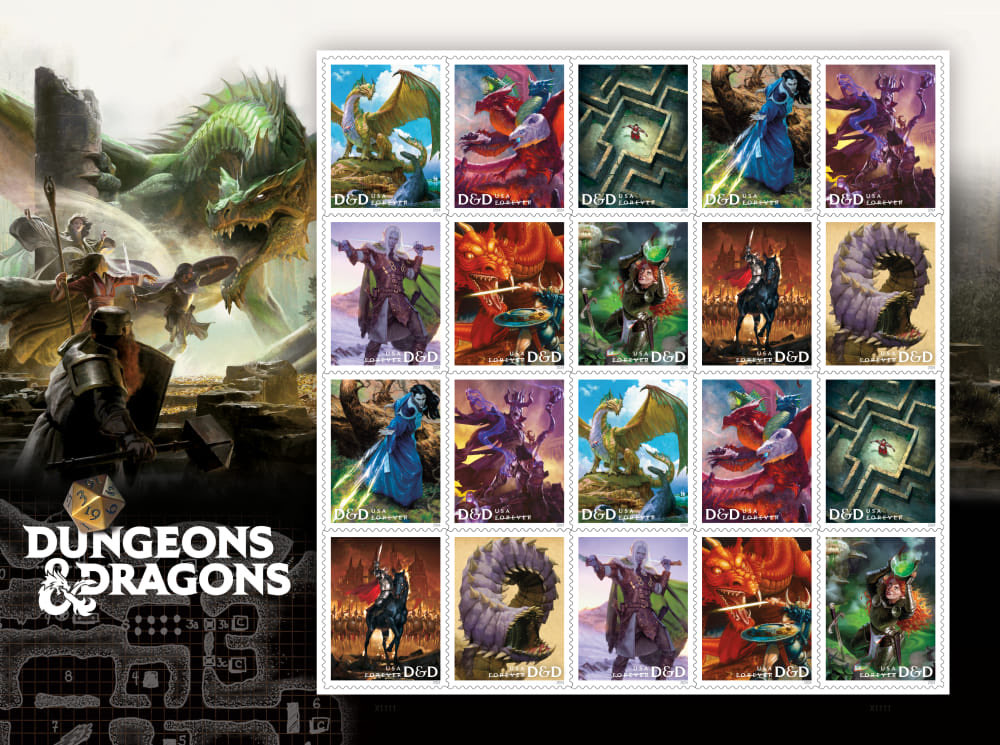D&D stamps! First date of issue, August 1, 2024. Location and celebration of issue, Indianapolis. Gen Con, folks!