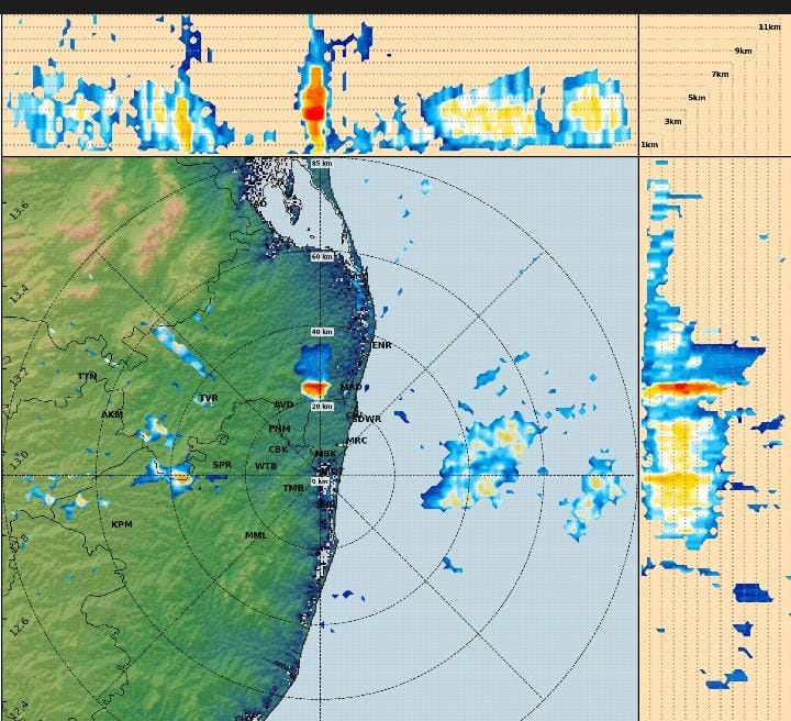 North #Chennai and north subrubs like perambur reporting rains credits nw winds and sea breeze associated convergence Core city wont get anything from this storm #Chennairains