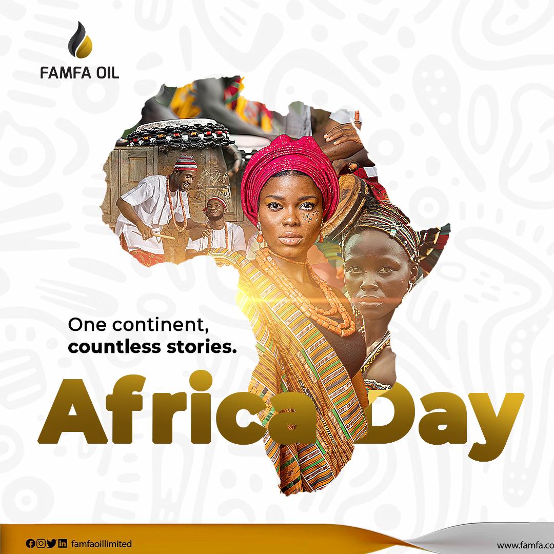FamfaOilLimited's tweet photo. Today, we celebrate the rich cultures, traditions, and histories that make up our beautiful continent.
Our diversity is our greatest strength, and each story contributes to the unique narratives that define us.
We are Africaโstrong, diverse, and united.
#FamfaOil #AfricaDay #OneContinent
#UnityInDiversity
#ProudlyAfrican