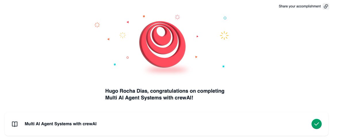 Thanks <a href="/joaomdmoura/">João Moura</a> , <a href="/DeepLearningAI/">DeepLearning.AI</a> ❤️🚀