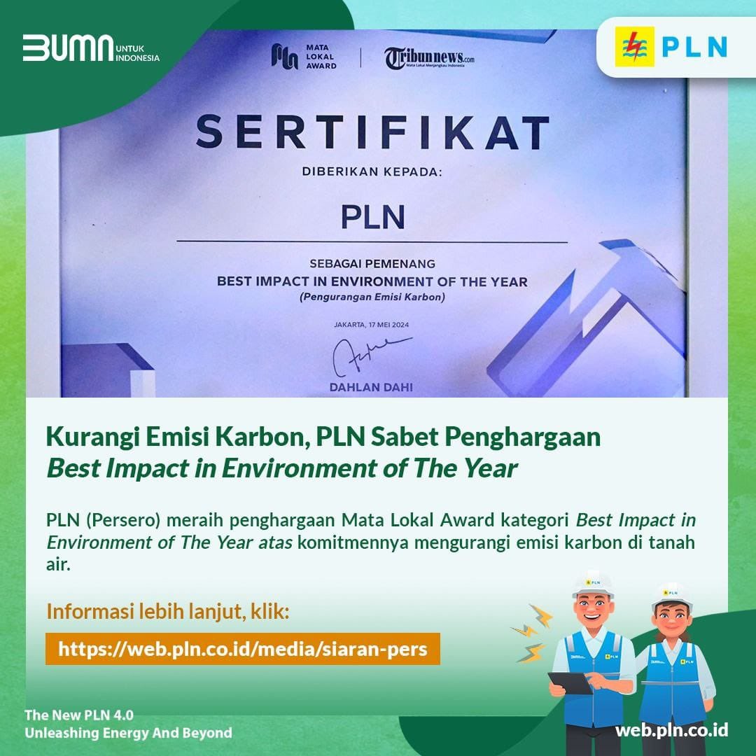 PLN deserve it, emisi berkurang berkat program ramah lingkungan yg dijalanin, semoga kedepannya makin banyak perubahn positif ya.
#PLNuntukIndonesia

Densus 88 Ariel Tatum