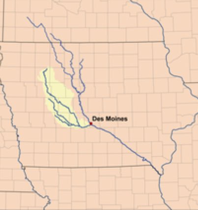 RiverRaccoon's tweet photo. 800,000 pounds on Nitrate-Nitrogen were sent to the Gulf of Mexico by the Raccoon River. 

Yesterday. https://t.co/Q9C4oSE5Zz