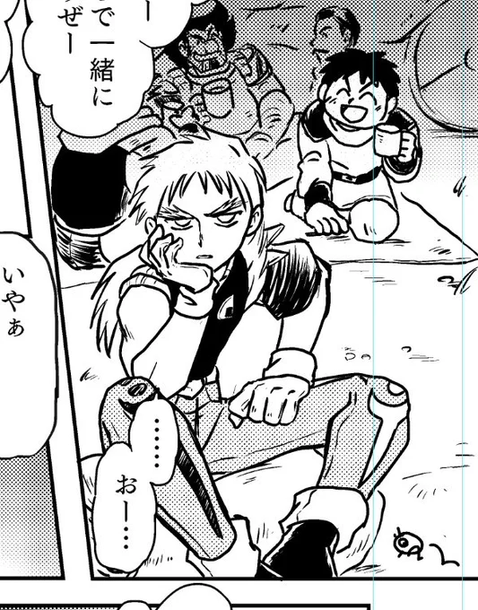 進捗。
なかなかいい顔に描けたなって思ったぼんやりギャンザさんと、ズバリ切り込んでくるヒエメのケン氏。(このコマ前からずっと描きたいと思ってた)
まだ時間あるとはいえ、今のところ1ページ/週のペースでしか描けとらんのでかなり遅いです。もっとがんばらんといかんです。
#西川秀明絵 