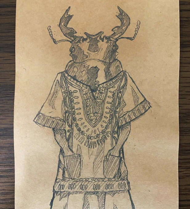 タランドゥスツヤクワガタの異形頭さん描きました🪲 #objecthead #異形頭 #イラスト 