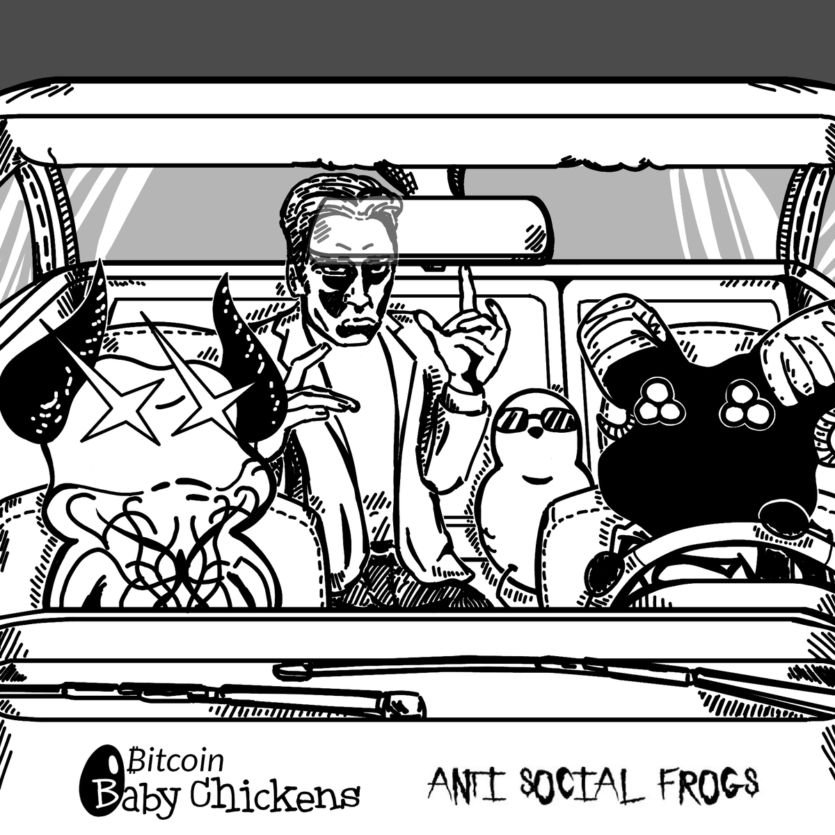 btcbabychickens's tweet photo. Ready to Party.
Special guest characters: @AntiSocialFrogs 

パーティーの準備はできている。
特別ゲストキャラクター: @AntiSocialFrogs 
 
*(manga style) https://t.co/p5l1PObMZd