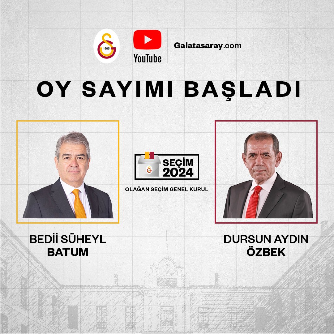 🟨🟥 Olağan Seçim Genel Kurul Toplantısı'nda oy sayımı başladı. #Seçim2024

📺 Canlı yayını izlemek için 👇

youtube.com/live/Gl8UdP1W5…