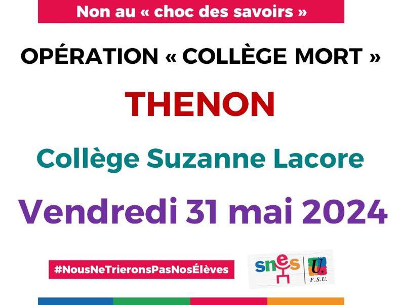 Ce matin à #Périgueux, une soixantaine de personnes se sont rassemblées et ont tracté contre le #ChocDesSavoirs. 
La mobilisation continue la semaine prochaine en #Dordogne avec des opérations collèges morts pour dire #NonAuChocDesSavoirs mais oui à un #ChocDesMoyens ⬇️