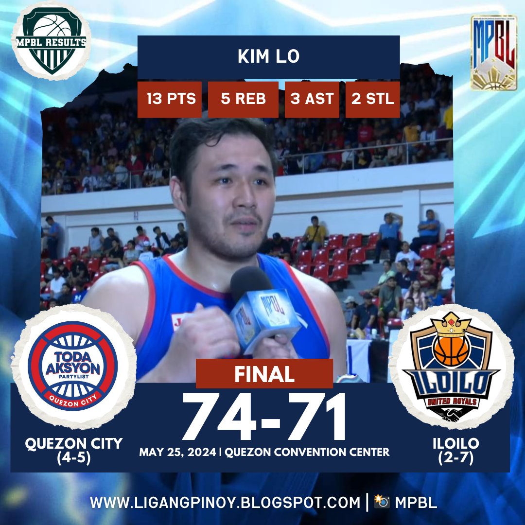 The Quezon City Toda Aksyon escapes Iloilo United Royals. Iloilo's offense was just too predictable in the end game with CJ Cansino taking over. However, he committed several turnovers that allowed Quezon City to slowly gain momentum. #mpbl #mpbl2024