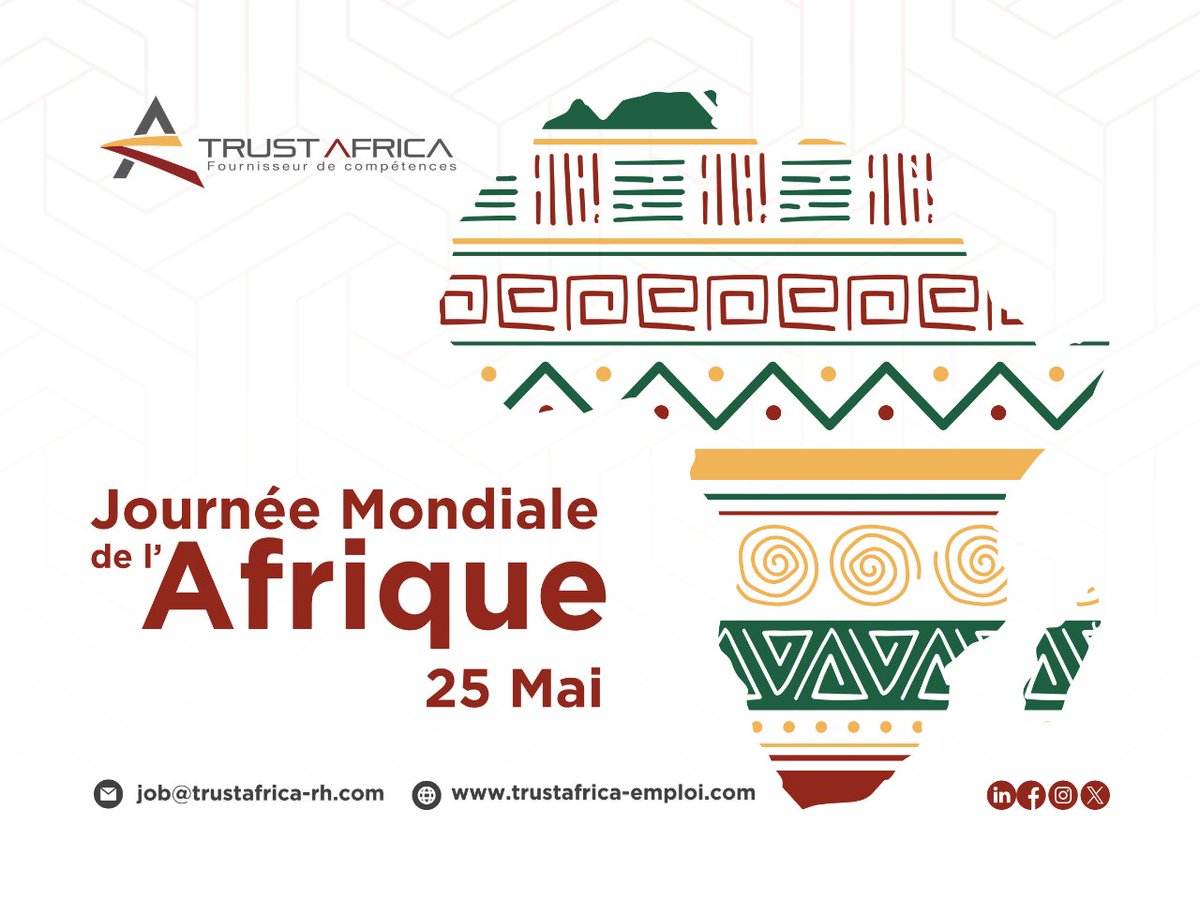 TrustGuinee's tweet photo. Chez Trust Africa nous sommes extrêmement fiers d’être une force motrice derrière l’avancement des pratiques de capital humain en Afrique.

Aujourd'hui 25 mai nous célébrons la journée mondiale de l'Afrique.

#AfricaDay #Proudly #trustafrica https://t.co/mLbrREF3ht