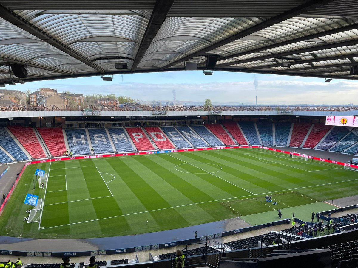 Spectrum_SS's tweet photo. We are finishing the preparations at @HampdenPark  for 2 big days in the Scottish football calendar. Today, it's the men's Scottish Cup Final, between Celtic and Rangers; tomorrow, it's the women's final, when Rangers will play Hearts. 
Best wishes to all teams and their fans. https://t.co/GIXm12If3a